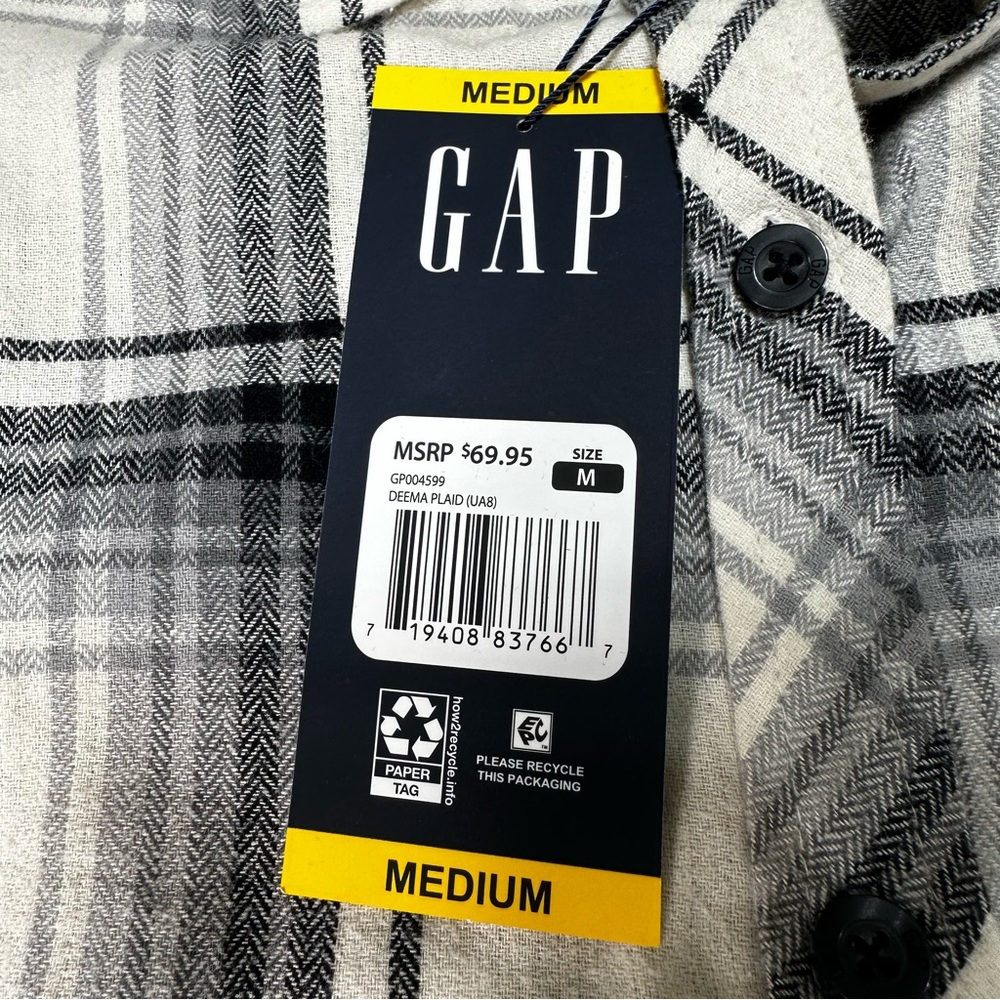 Gap Women’s Flannel Deema Plaid Button Down Shirt, relaxed fit Size Medium-‎ New - Picture 11 of 11